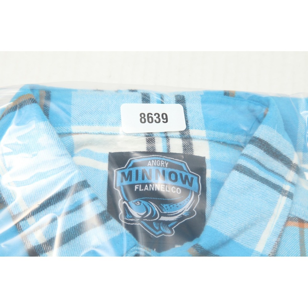 Angry Minnow Flannel Co Hamm's Beer Shirt Mens Large Blue Plaid Cotton Flannel - Picture 12 of 12